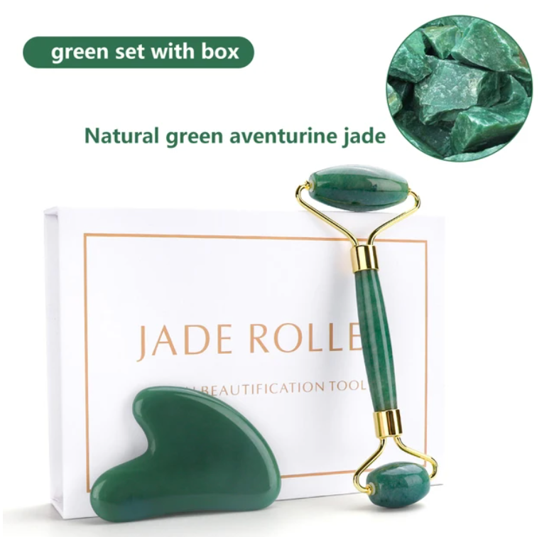 Natural Face & Body Massage Roller Gua Sha Set